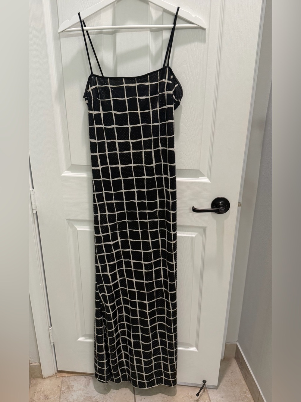 Vintage Jessica McClintock 1990s Black & White Sequin Checkered Gown Sz 6 USA